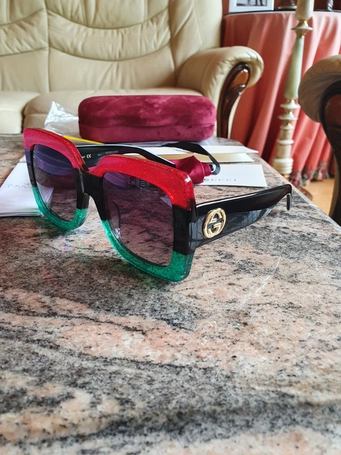Gucci red and green glitter sunglasses hot sale