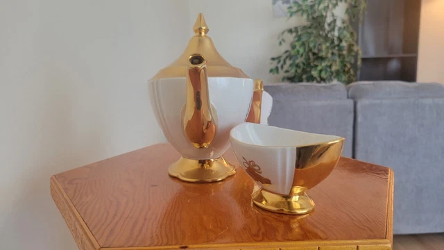 vintage royal winton grimwades Gold Teapot Sugar Creamer Set 3