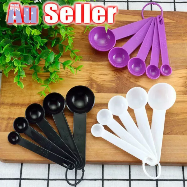 5x Measuring Cups Spoons Plastic Set Tea Coffee Kitchen Baking Home Utensil Tool