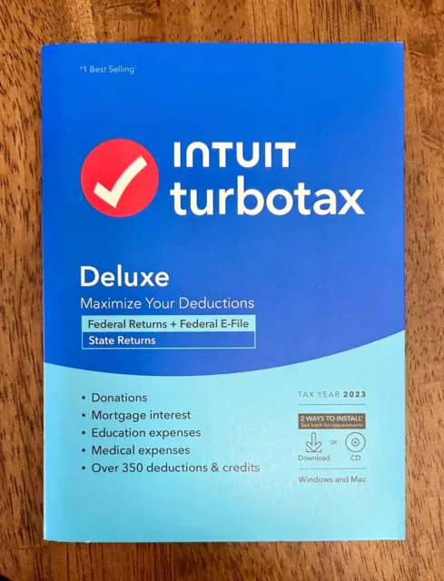 Turbotax Deluxe 2023 Tax Software Federal State Tax Return Pc Mac
