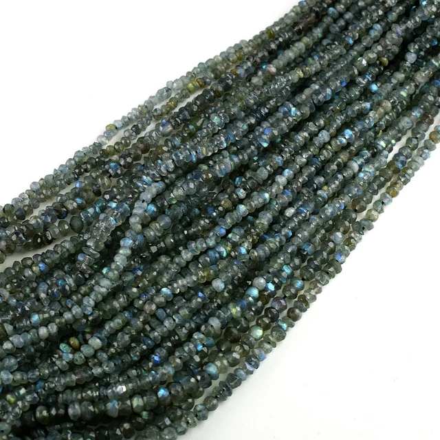 3-4 Mm Naturel Aaa Flashy Labradorite Perles Rondelle À Facettes Pierre...