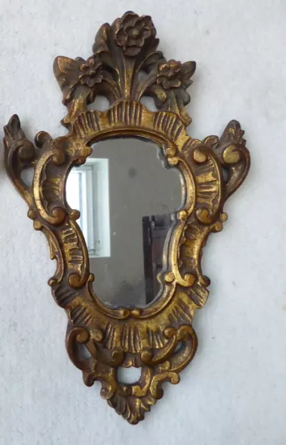 Vintage 1920s  ornate French mirror,  gold rococo Louis XV style, wooden gilt