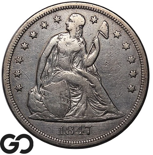 1847 Seated Liberty Dollar, Tough Choice VF Collector Type Coin * Free Shipping!