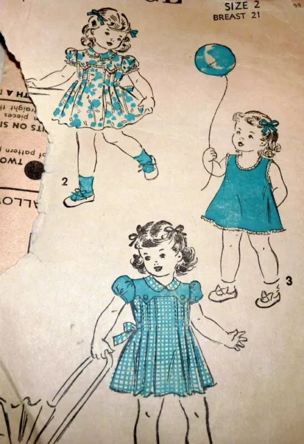 *LOVELY VTG 1940s GIRLS DRESS Sewing Pattern 2