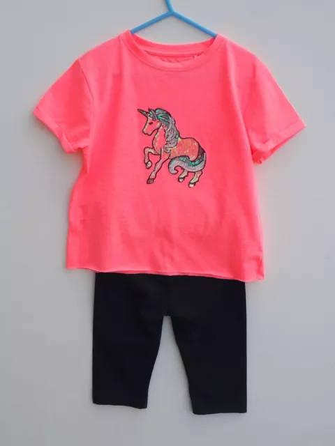 Splendida T-Shirt UNICORNO NEXT 2 pezzi/top e leggings tagliati età 6 anni