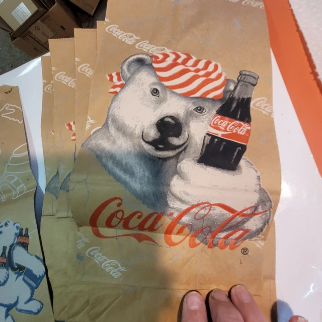 Coca Cola Party Paper Bags  (13) Polar Bears Drinking Bottled Cokes
