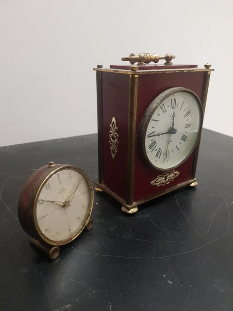 2X Orologio Sveglia Da Tavolo Cyma Cappuccina Vintage