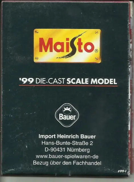 Mini Faltblatt Katalog Maisto 1999/1 Modellautos  1:18 1:12
