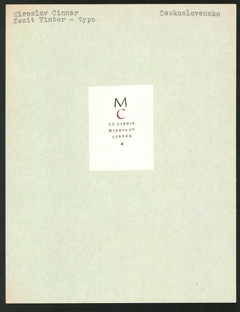 Exlibris von Vinter für Miroslav Cinner, Initialien