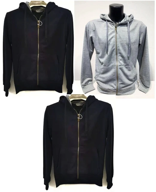 Felpa Con Cappuccio Uomo Zip Intera e Tasche Maglia da Lavoro Tuta da Casa