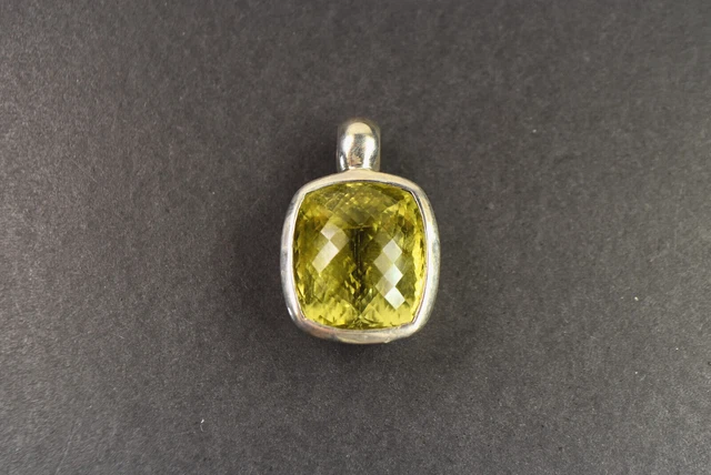 massiver Anhänger, Silber 925 mit facettiertem Lemoncitrin in moderner Fassung