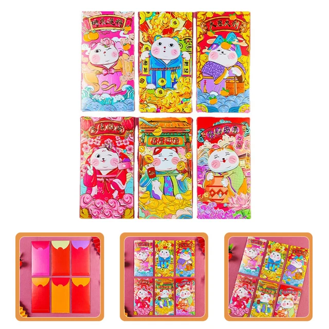 6PCS Kaninchen Neujahr Red Hüllte 2023 Chinesische Hong Bao Tasche