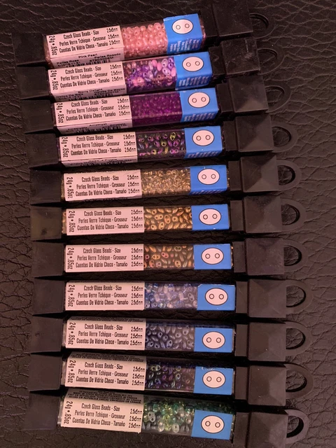 Lote multicolor de cuentas de semillas de dos orificios de vidrio checo de 2,5-5 mm, 24 gramos cada una, ¡11 tubos!