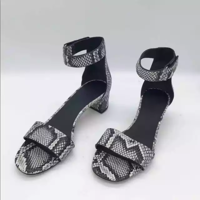 Vince Rita Snake-Print Leather Sandals women's size 6 36 black NWOT ankle strap 3