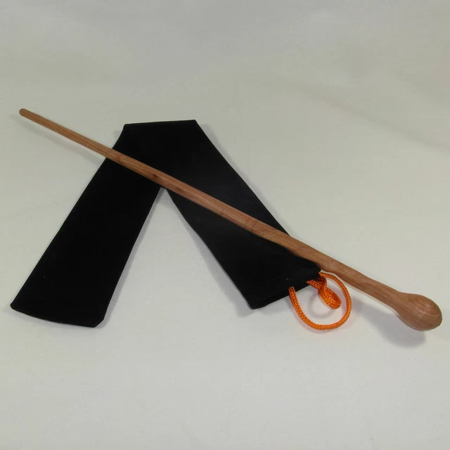 16" Lupin Hand Turned and Carved Mahogany Wood Magic Wizards Wand w/Velvet Bag