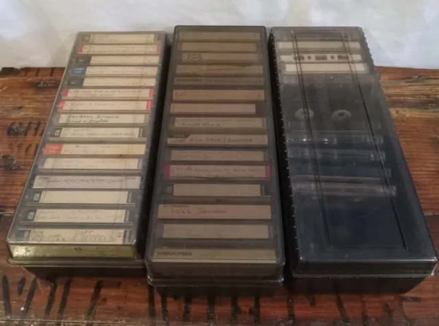 Cassette Tape Storage Cases Lot Of 3 With 41 Mixed Tapes Hard Plastic Vintage