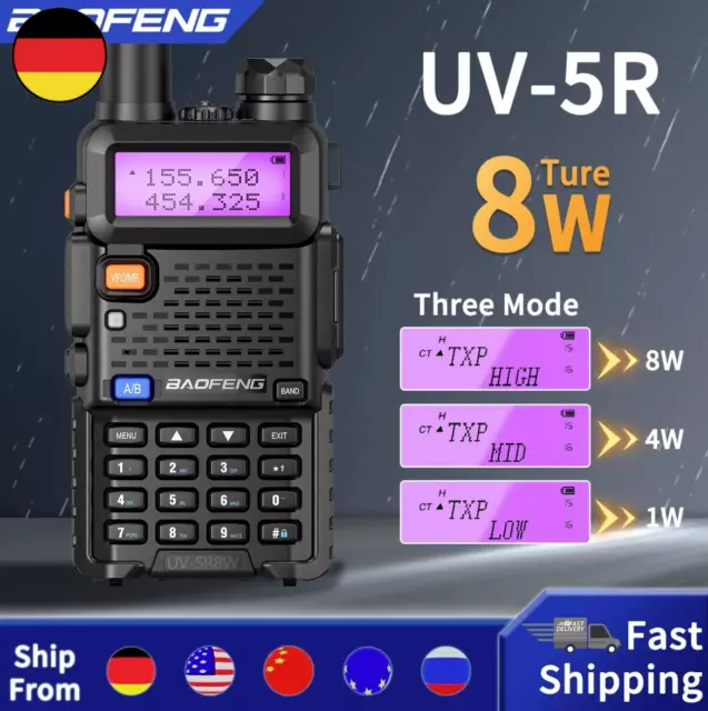 Baofeng walkie talkie uv 5r 5w 8w dual band ham zwei wege radio vhf uhf fm radio