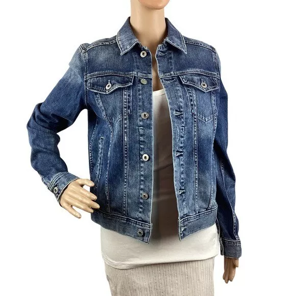 AG Adriano Goldschmied Mya Denim Jean Jacket Size M Blue Distressed