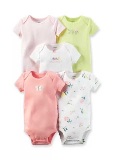 Carter's® Preemie Baby Girl 5-Pack Short Sleeve Bodysuits ~NWT~