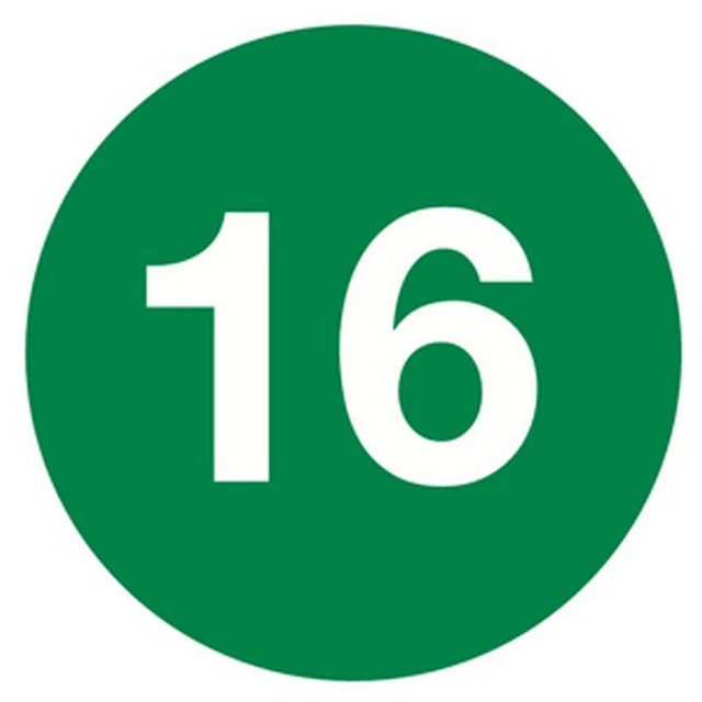 2" Diameter Number 16 Circle Labels (500 per Roll)