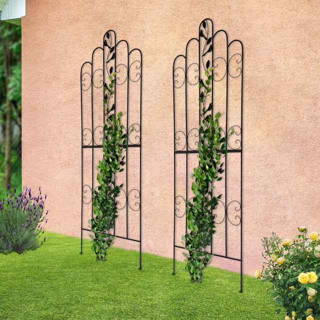 2PACK TALL METAL Garden Trellis Decorative Metal Fence for Climbing