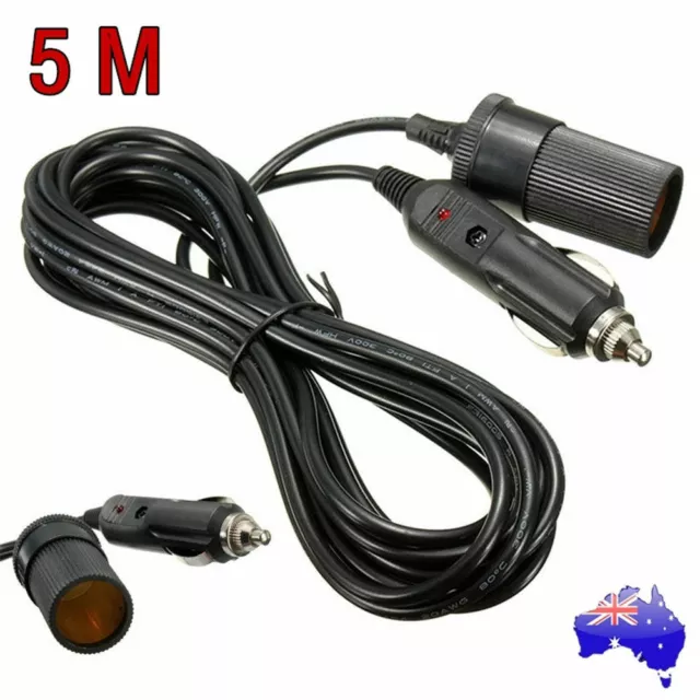 5m Car Cigarette Lighter Adapter Extension Cable Socket Cigar Charger Lead 12V