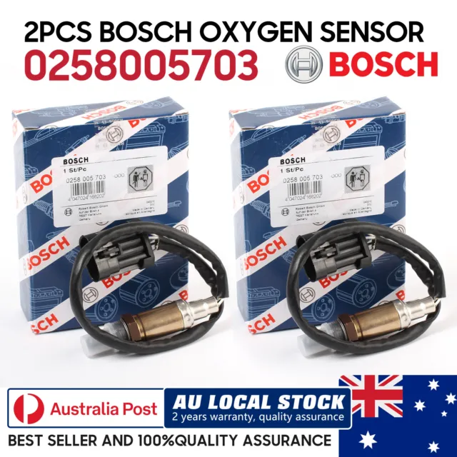 2x BOSCH OXYGEN SENSORS SUIT HOLDEN VS VT VU VX VY O2 V6 V8 GEN 3 LS1 0258005703