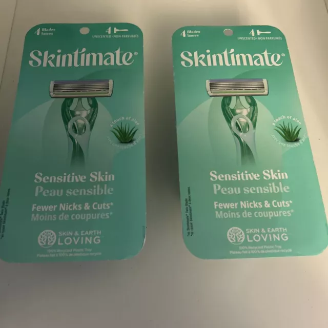 (2) Skintimate Sensitive Skin Women’s Disposable Razors W/ Aloe Vera-4ct. Each