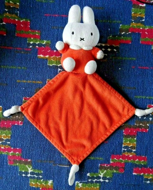 Wp/  Doudou Plat Mouchoir Lapin Miffy Orange Blanc Tbe