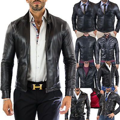 PROMOZIONE Giacca Giubbotto in di Pelle PU Uomo Men Leather Jacket 60 Modelli