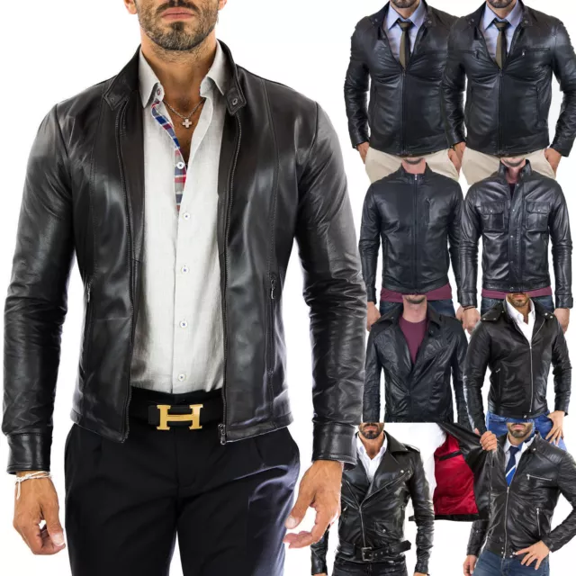 PROMOZIONE Giacca Giubbotto in di Vera Pelle Uomo Men Leather Jacket 60 Modelli