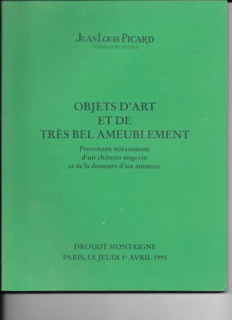 Catalogue vente Picard Drouot objets art ameublement château angevin Anjou 1993