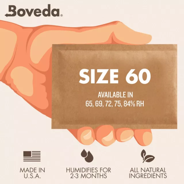 Boveda 65% RH 2-Way Humidity Control - Protects & Restores - Size 60 - 4 Count 2