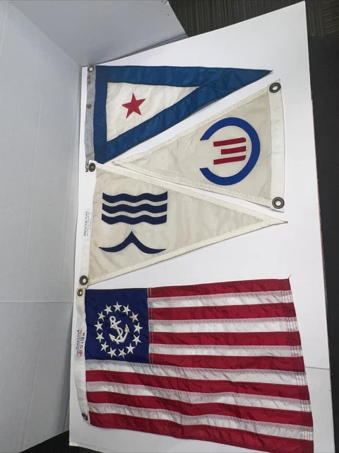 VTG Dura-Lite Yacht Ensign Flags Burgee San Diego Yale Yacht Club RARE Lot of 4