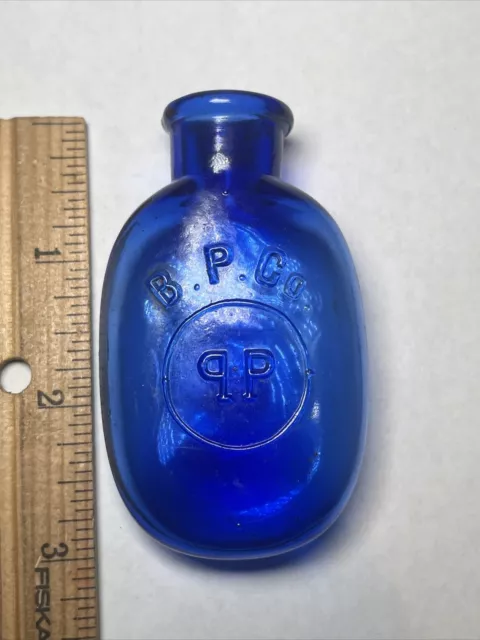 Antique 1890's Miniature Old Deep Cobalt Pill Bottle Blue Tablets Bottle Drug