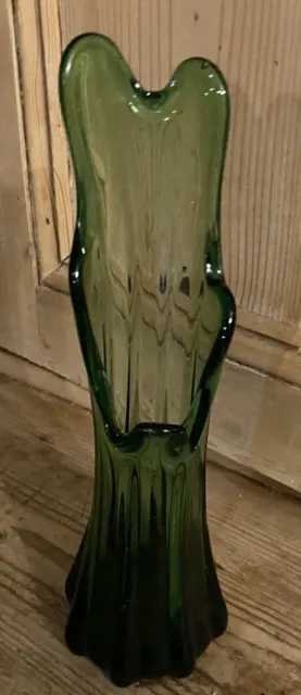 vintage Green Mid century Modern Art Glass Vase Asymmetrical Stunning Murano Sty
