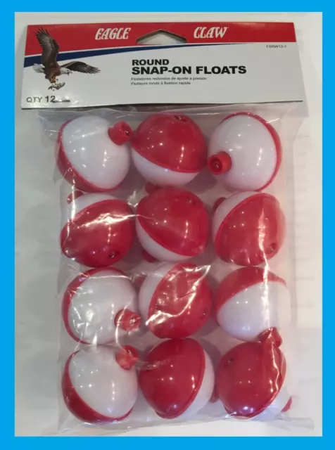 50 ASSORTED FISHING BOBBERS Round Floats RED & WHITE! SNAP ON FLOAT  ASSORTMENT $13.99 - PicClick