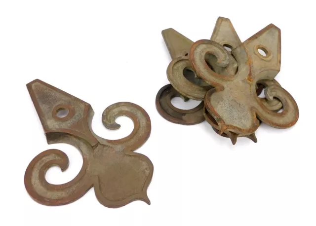 Antique Cast Brass Fleur De Lis Bracket Set of 4