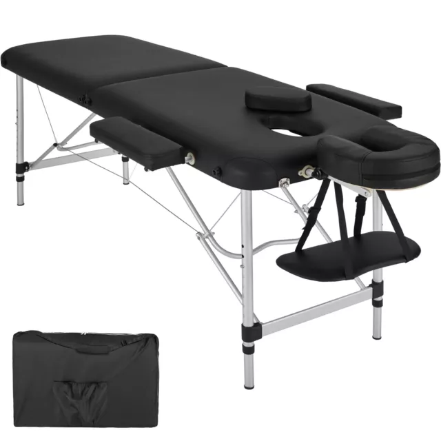 Table de massage pliante portable en Aluminium noir appui-tête amovible + sac