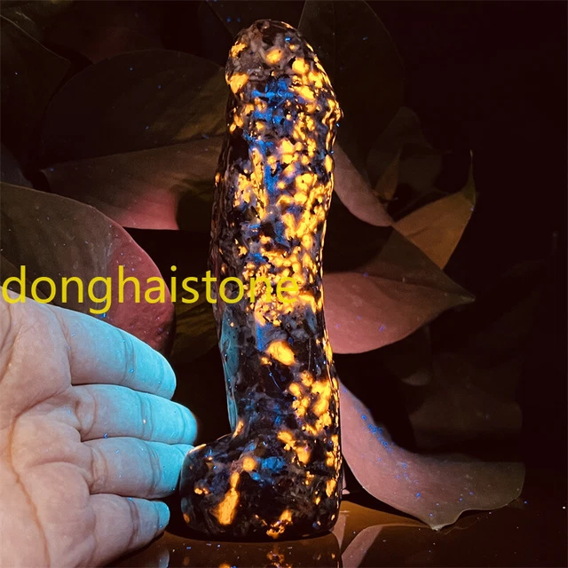 5.7" Natural Yooperite Male Penis quartz Flame's Stone crystal skull Massager1pc