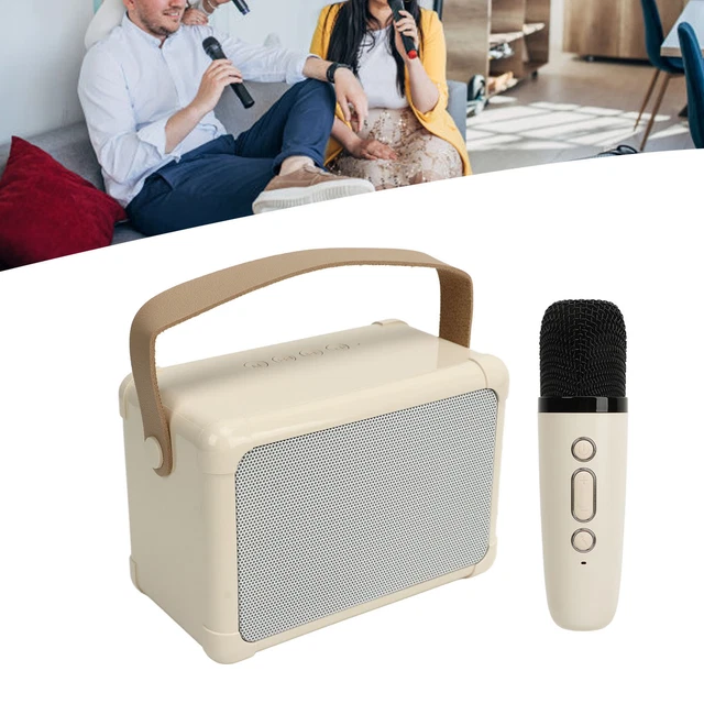 Karaoke Machine Mini BT Speaker Wireless Microphone LED Light 6 Sound Effects La