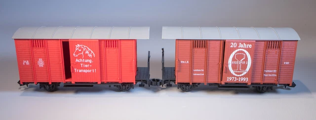 FLEISCHMANN MAGIC TRAIN 0e 2 Gedeckte Güterwagen der Stm.L.B. 20 Jahre ...