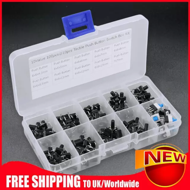 100pz Kit Pulsanti Touch DC 12V 50mA 10 Modelli Interruttore Tatto Momentaneo In Scatola