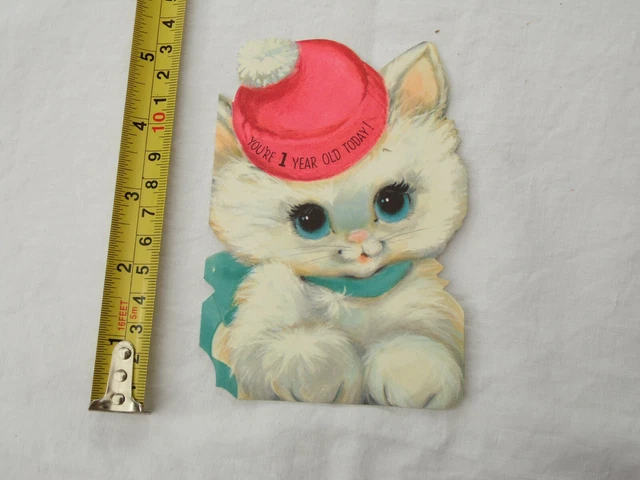 USED vintage 1960s 1st BIRTHDAY HALLMARK greeting card scrapbook