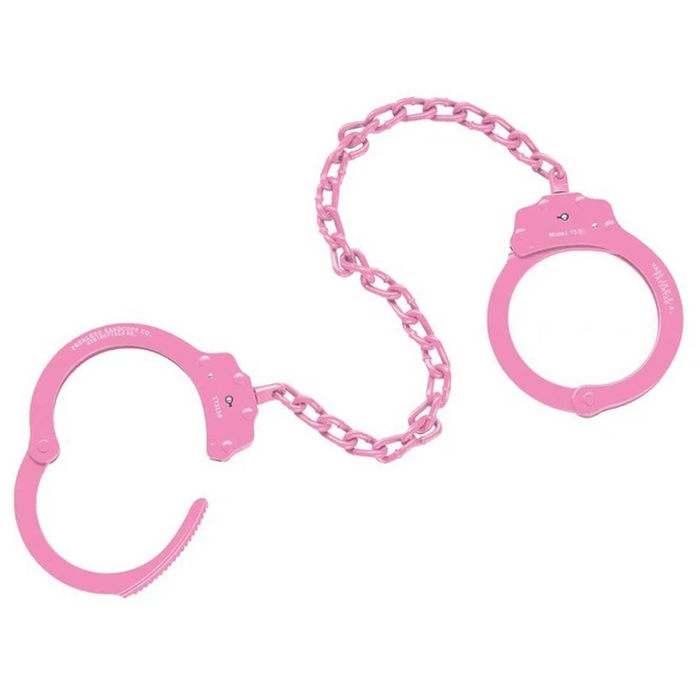 Peerless Model 753C Chain-Linked Colored Leg Iron Handcuffs & Key, Pink