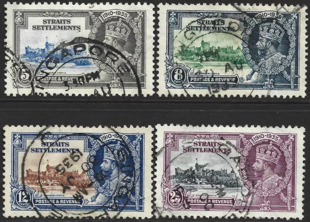 Malaysia Straits Settlements 1935 KGV Silver Jubilee Set SG.256/259 Used Cat:£21