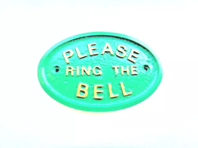 PLEASE RING THE BELL - Puerta Casa Placa Letrero Jardín - Nuevo (Verde)