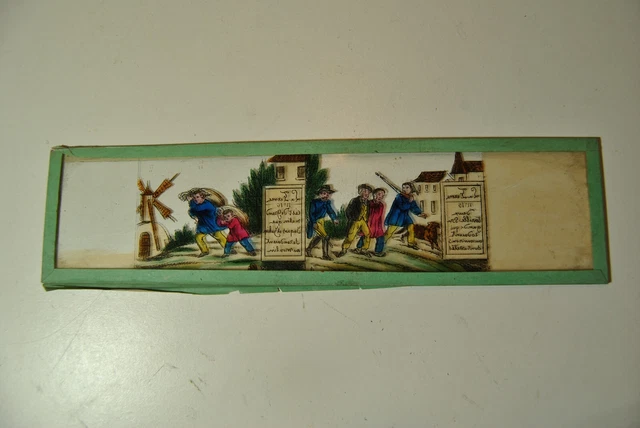 Grande Plaque De Lanterne Magique Ancienne - Peinture Sur Verre - Projection Vintage