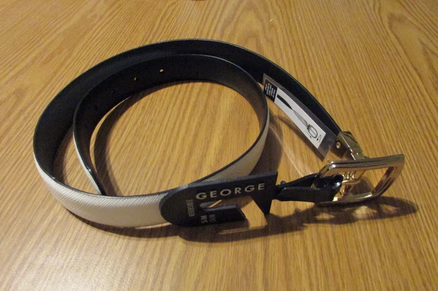 Womens George Black or White Belt Size S/M Genuine Leather