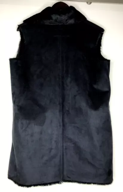 Womens Medium Lauren Ralph Lauren Asymmetrical Black Faux Fur Suede Tunic Vest 3